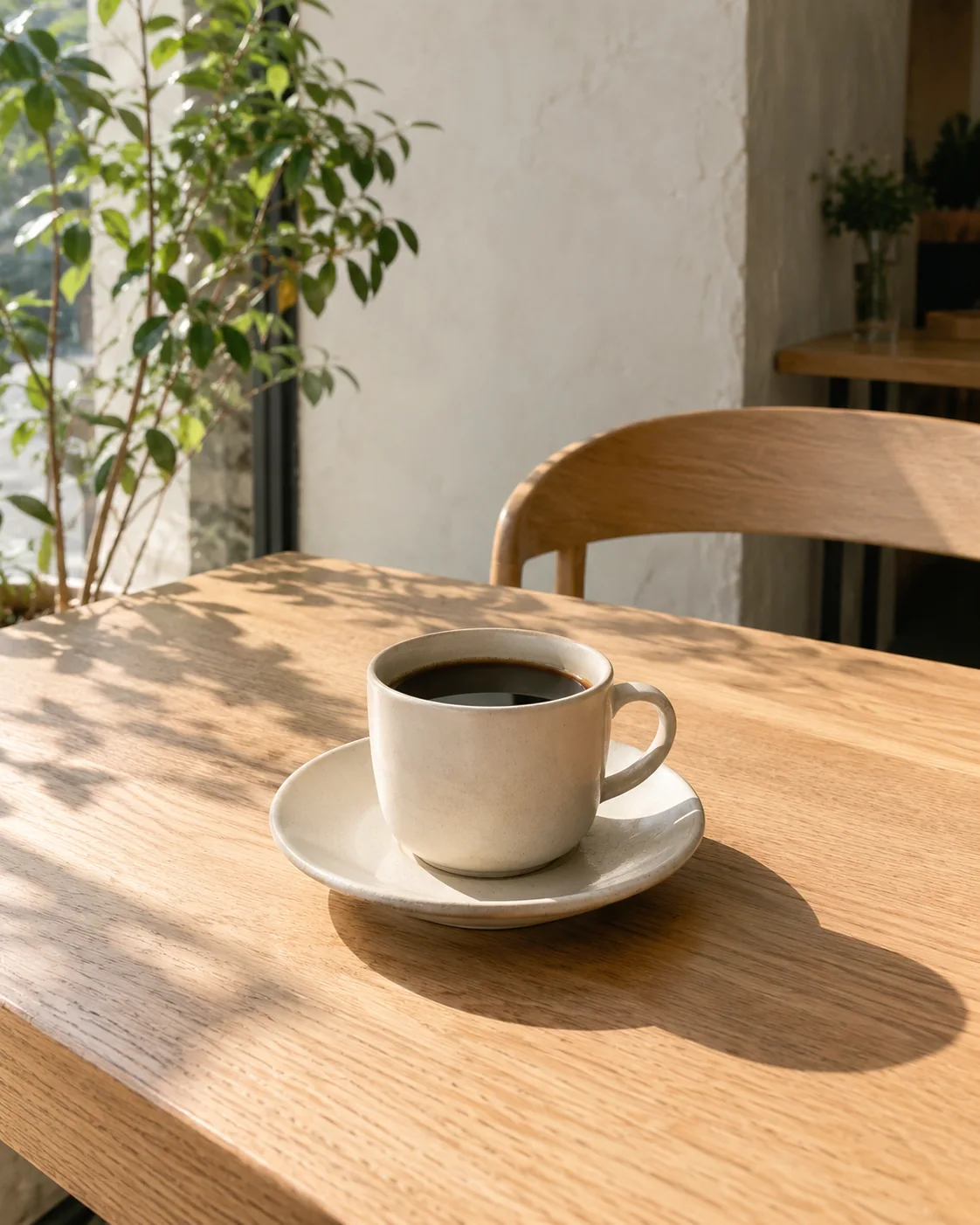 アイボリーのカップに注いだnagihaのブレンドコーヒー
