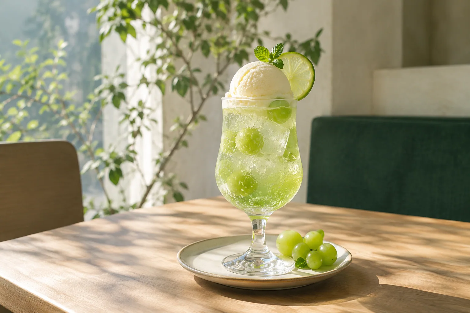 青ぶどうとライムのクリームソーダ