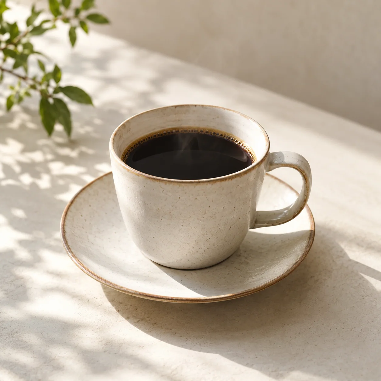 アイボリーのカップに注いだnagihaのブレンドコーヒー